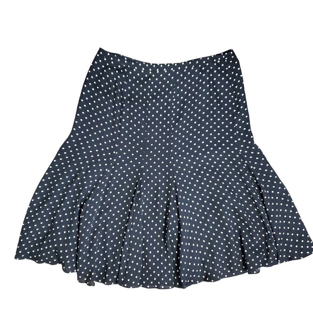 Jones New York Women Polka Dot Silk Ruffled Midi Skirt Sz 16 Classic Coquette